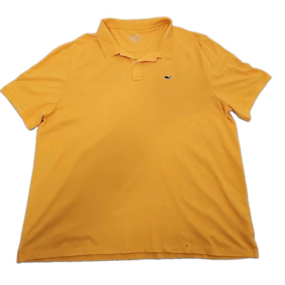 VINEYARD VINES Mens Orange Yellow Classic Fit Pique Polo Shirt XXL summer Golf